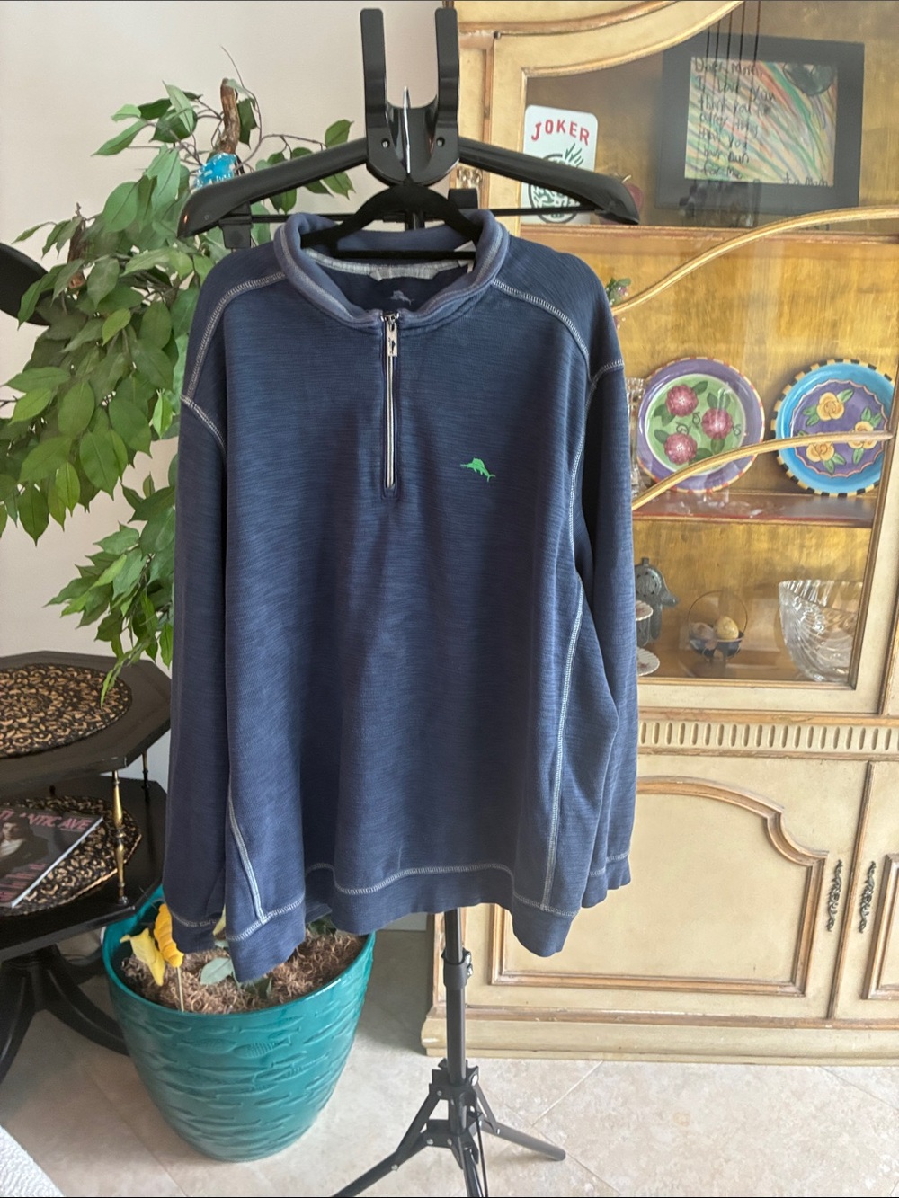 Tommy Bahama Men's Half-Zip Pullover Sweatshirt in Navy Size 2XL